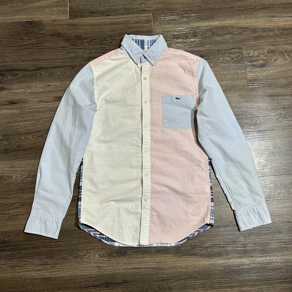 Vineyard Vines Mens Slim Fit Tucker Shirt Color Block Pastel Striped Coastal XS